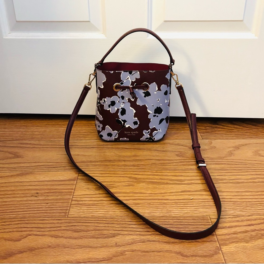 Kate Spade Burgundy and Lavender Floral Crossbody Bag
